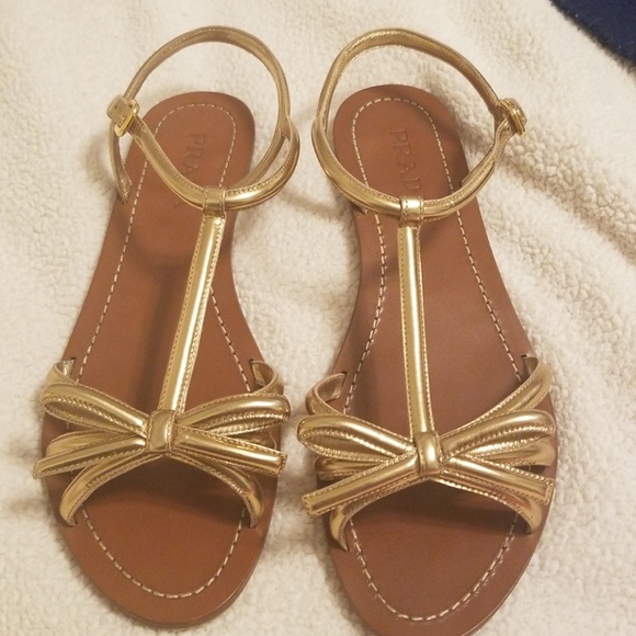 Prada Shoes - Gold PRADA sandals -38.5